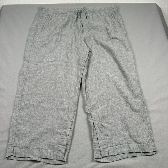 Athleta Pants - Athleta 100% Linen Retreat Wide Leg Pants‎ Womens 3X Relaxed Fit High Rise Gray